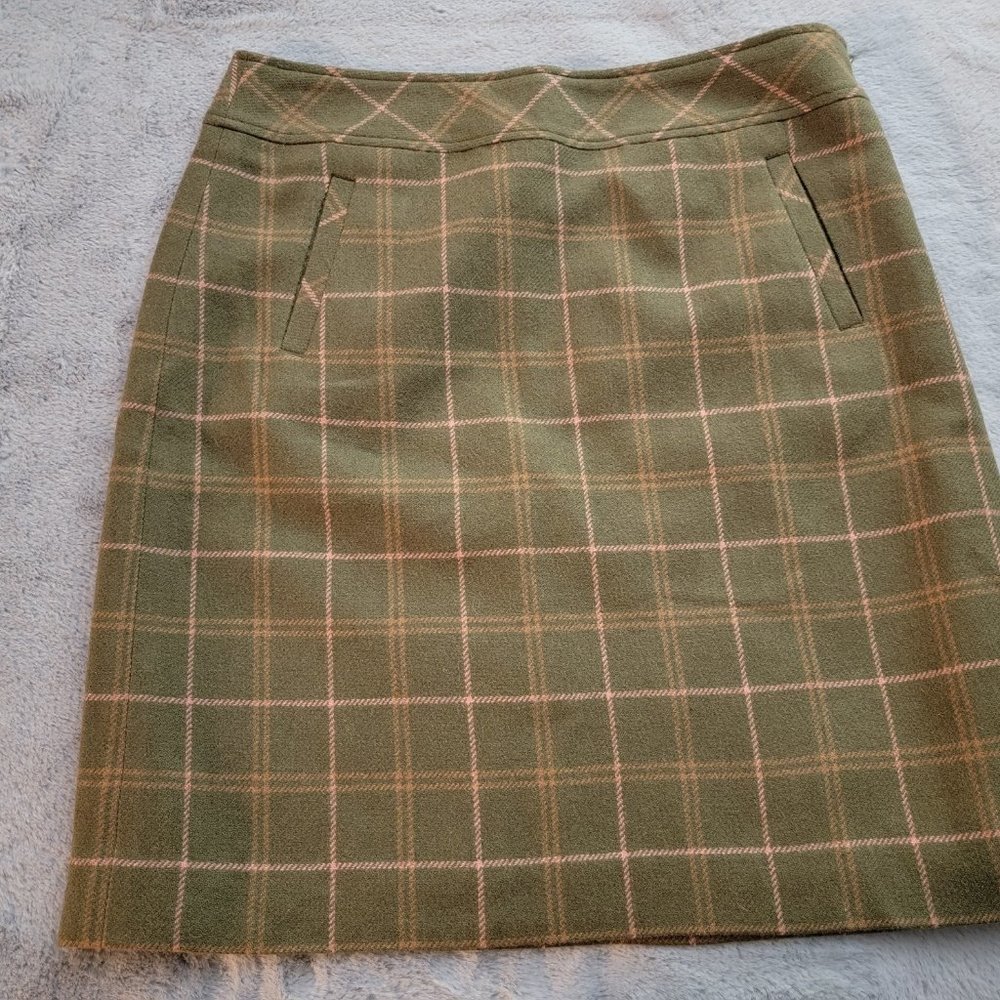 Talbots Green and Pink Wool Pencil Skirt Sz 4, NWOT